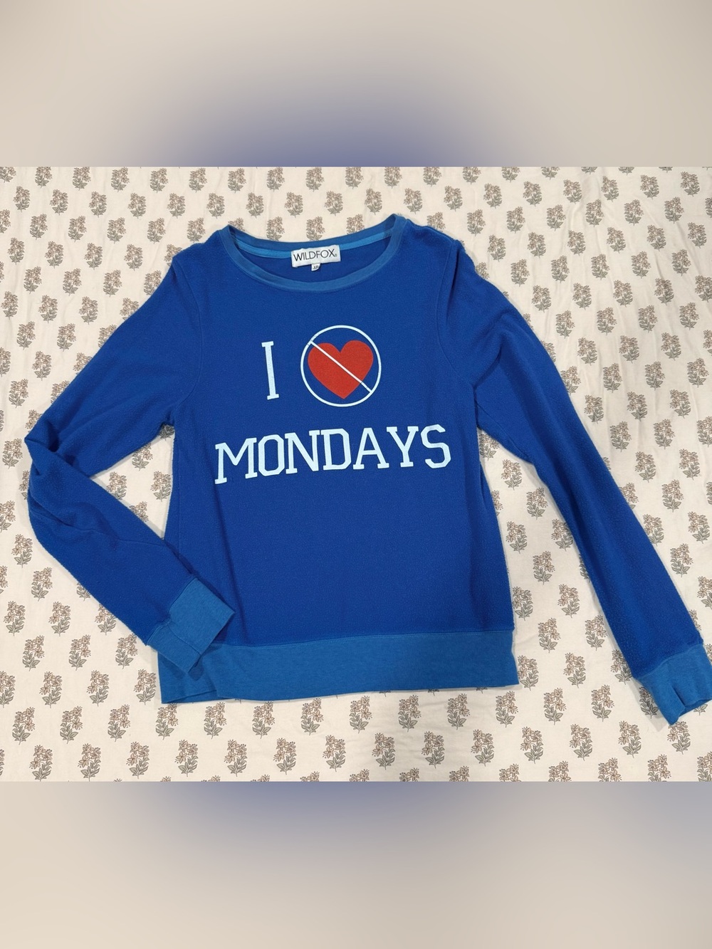 Wildfox I Hate Mondays Graphic Sweatshirt Blue XS Y2K Lounge Pullover